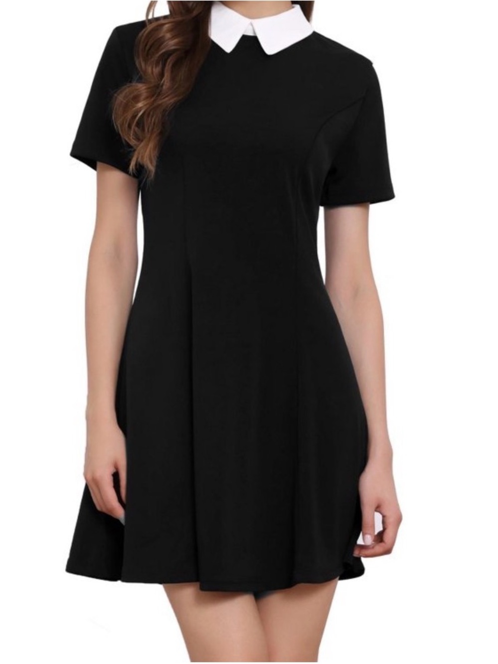 Allegra K Black Mini Dress with White Peter Pan Collar